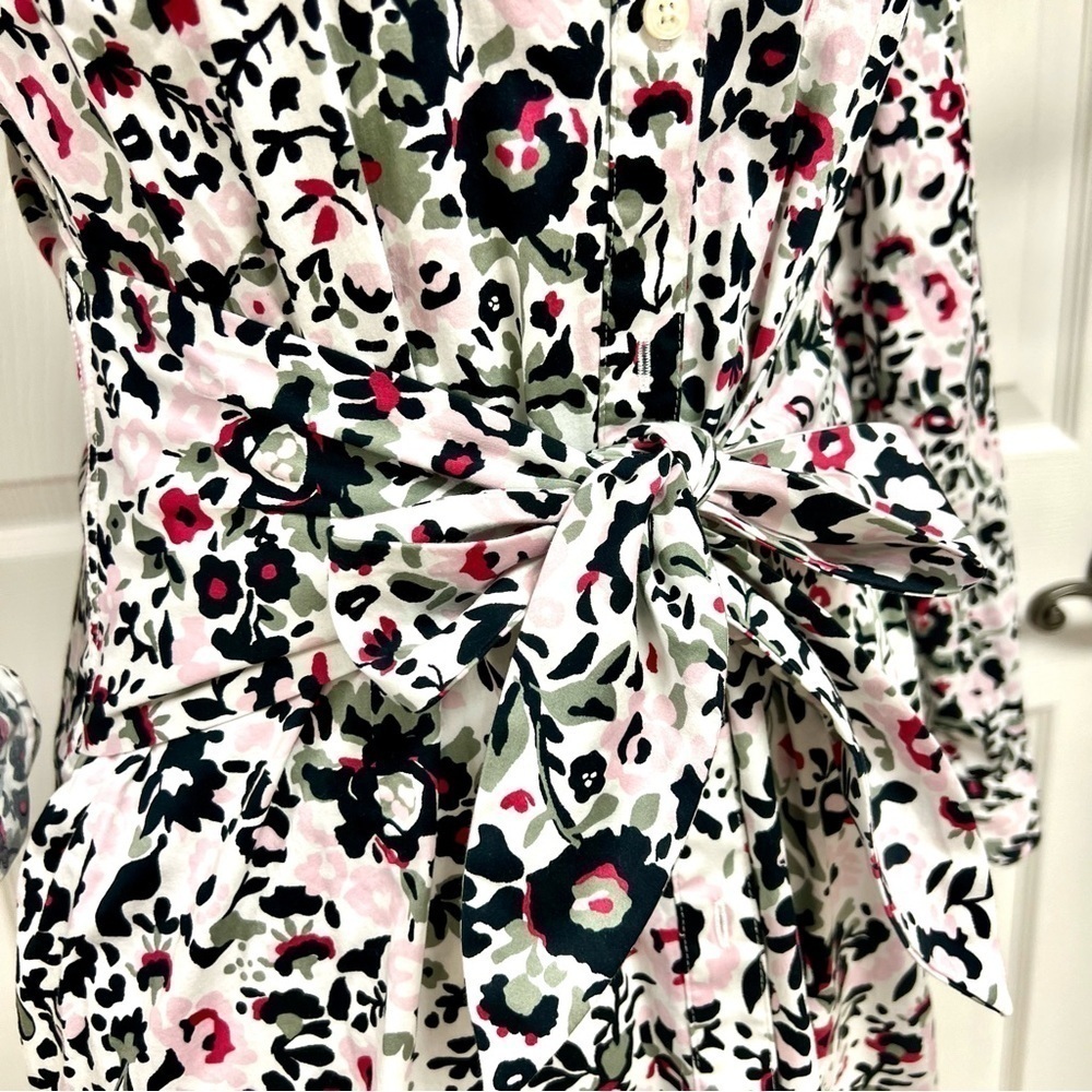 UNTUCKit Lisa Stretch Cotton floral Shirt Dress Size 4 Tie Waist Cocktail pocket - Picture 5 of 15